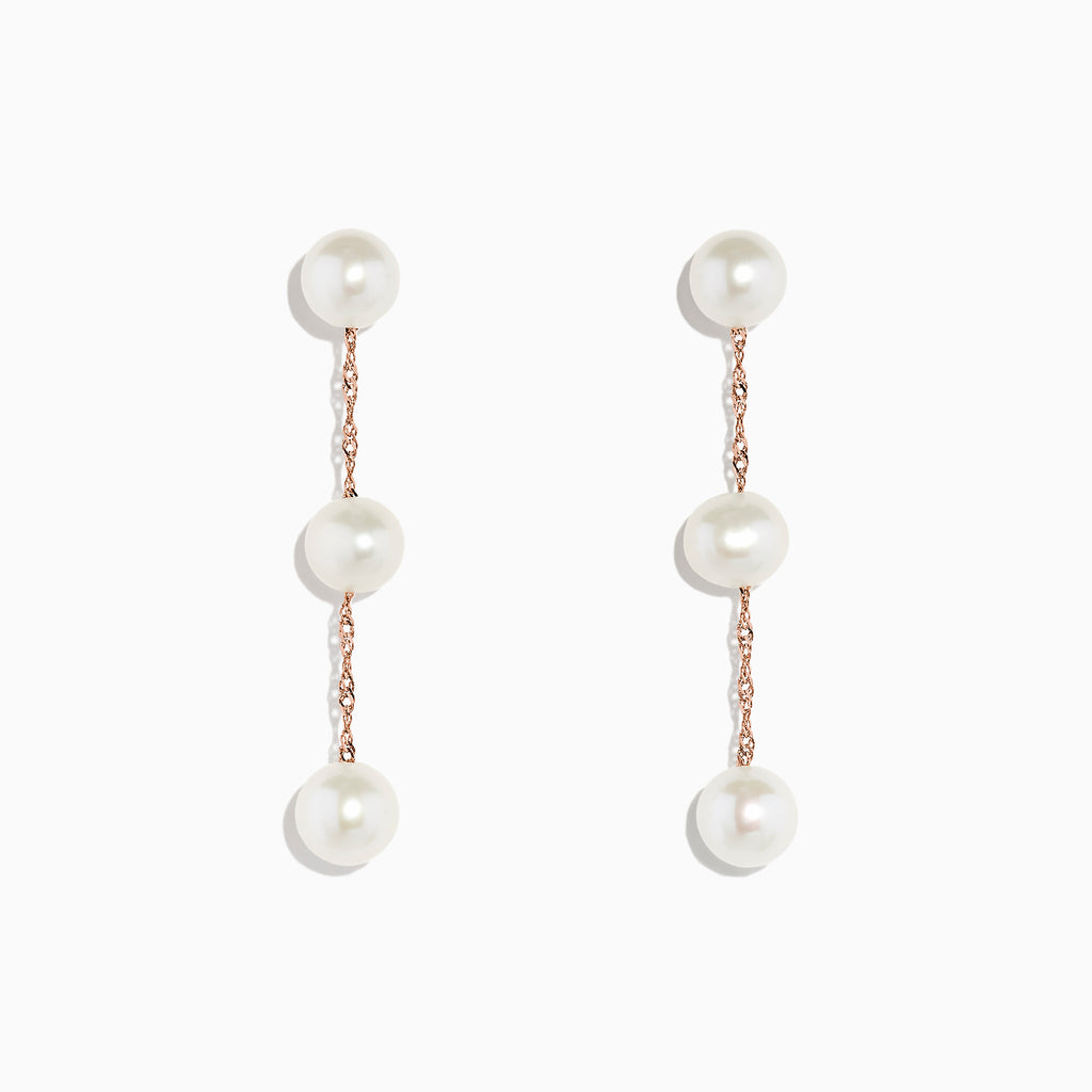 Effy 14K Rose Gold Cultured Fresh Water Pearl Drop Earrings