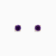 The 14K Rose Gold Amethyst Stud Earrings, 1.81 TCW, each feature a round, faceted amethyst gemstone in a four-prong rose gold setting, shown against a plain white background.