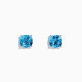 A pair of 14K White Gold Blue Topaz Stud Earrings, 5.15 TCW, is displayed on a plain white background.