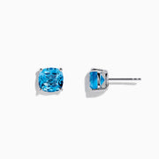 A pair of 14K White Gold Blue Topaz Stud Earrings, 5.15 TCW, is displayed on a plain white background.