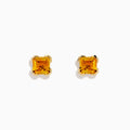 The Sunset 14K Yellow Gold Citrine Stud Earrings feature square-cut citrine gemstones in four-prong settings, shown on a plain white background.
