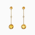 Sunset 14K Yellow Gold Citrine and Diamond Earrings, 2.54 TCW, feature round citrines and a sparkling diamond on a delicate gold chain, evoking Effy Sunset style.