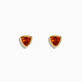 A pair of Sunset 14K Yellow Gold Citrine Stud Earrings, each showcasing a triangular orange citrine in a minimalist bezel setting, displayed against a white background.