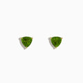 The 14K Yellow Gold Peridot Stud Earrings feature bright green, triangular peridot gemstones set in yellow gold, shown against a plain white background.