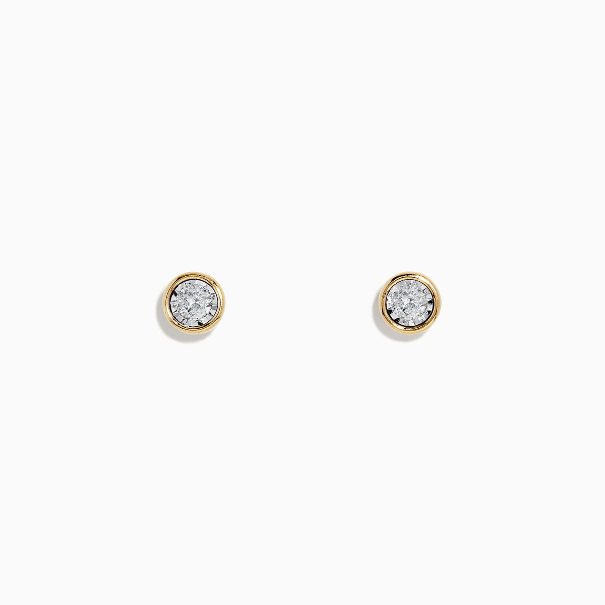 The 14K Two-Tone Gold Bezel Set Diamond Solitaire Stud Earrings (0.23 TCW) feature sparkling diamonds in a classic bezel setting, reminiscent of timeless solitaires, showcased against a plain white background.