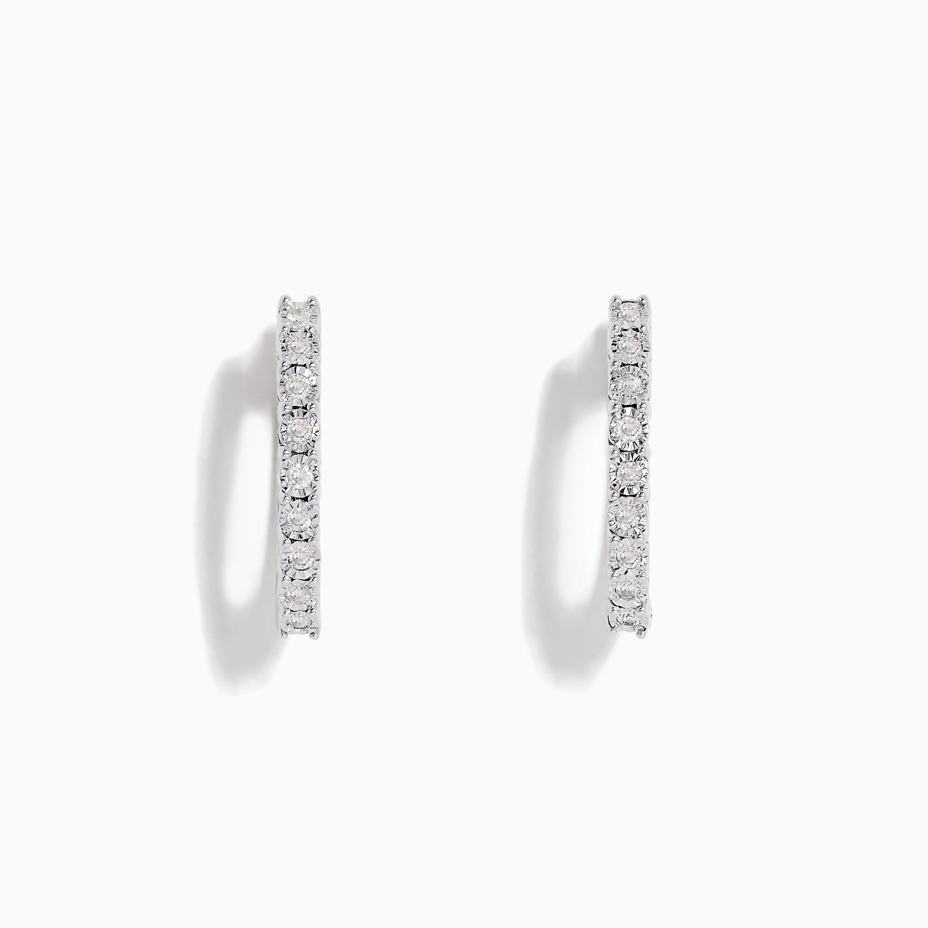 Sterling silver diamond huggie earrings Clearance