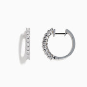 A pair of 925 Sterling Silver Diamond 3/4 Hoop Earrings, 0.18 TCW, displayed upright against a plain white background.