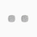 A pair of Pave Classica 14K White Gold Diamond Square Stud Earrings featuring a double halo of sparkling diamonds, shown against a plain white background.