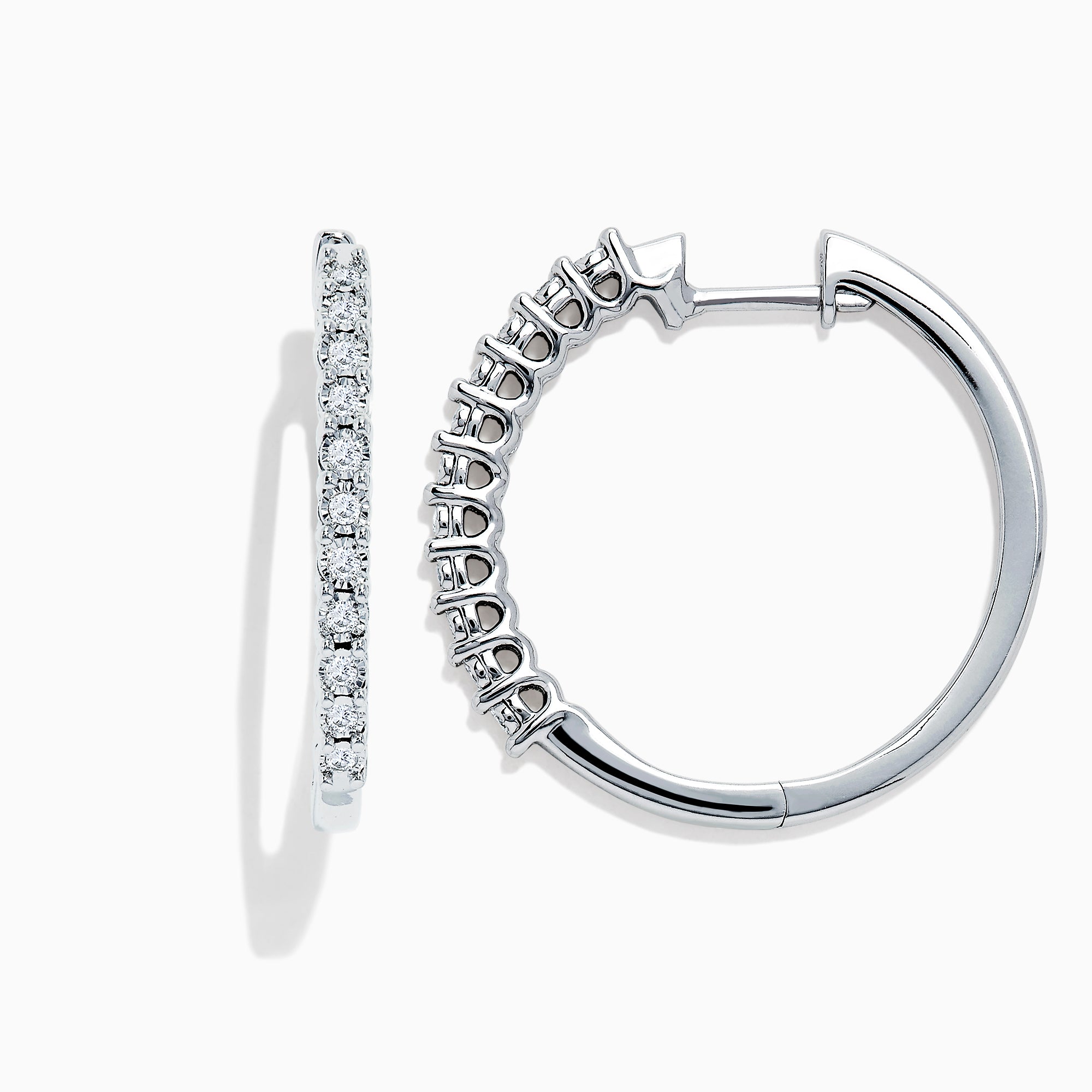 Inside-Out Natural White Round Diamond Bali Hoop Earrings