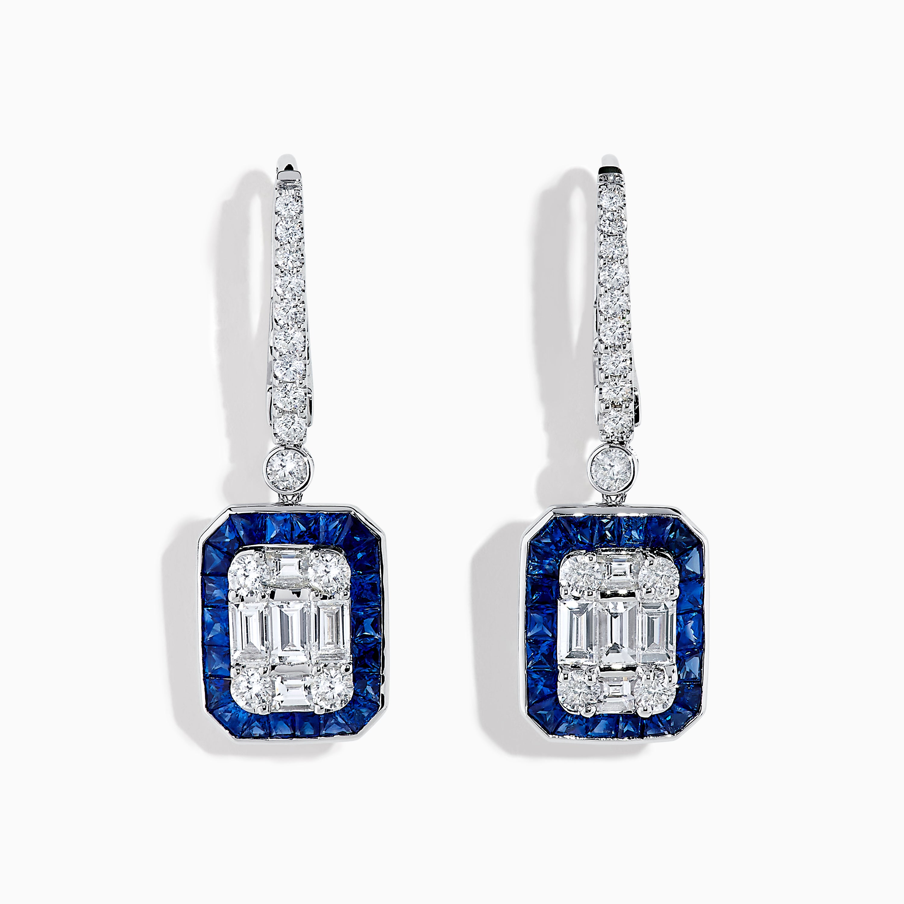 Effy Royale Bleu 14K White Gold Diamond and Sapphire Drop Earrings