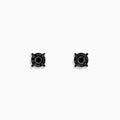 The 14K White Gold Black Diamond Stud Earrings, 0.49 TCW, feature round stones in four-prong settings and are shown against a plain white background.
