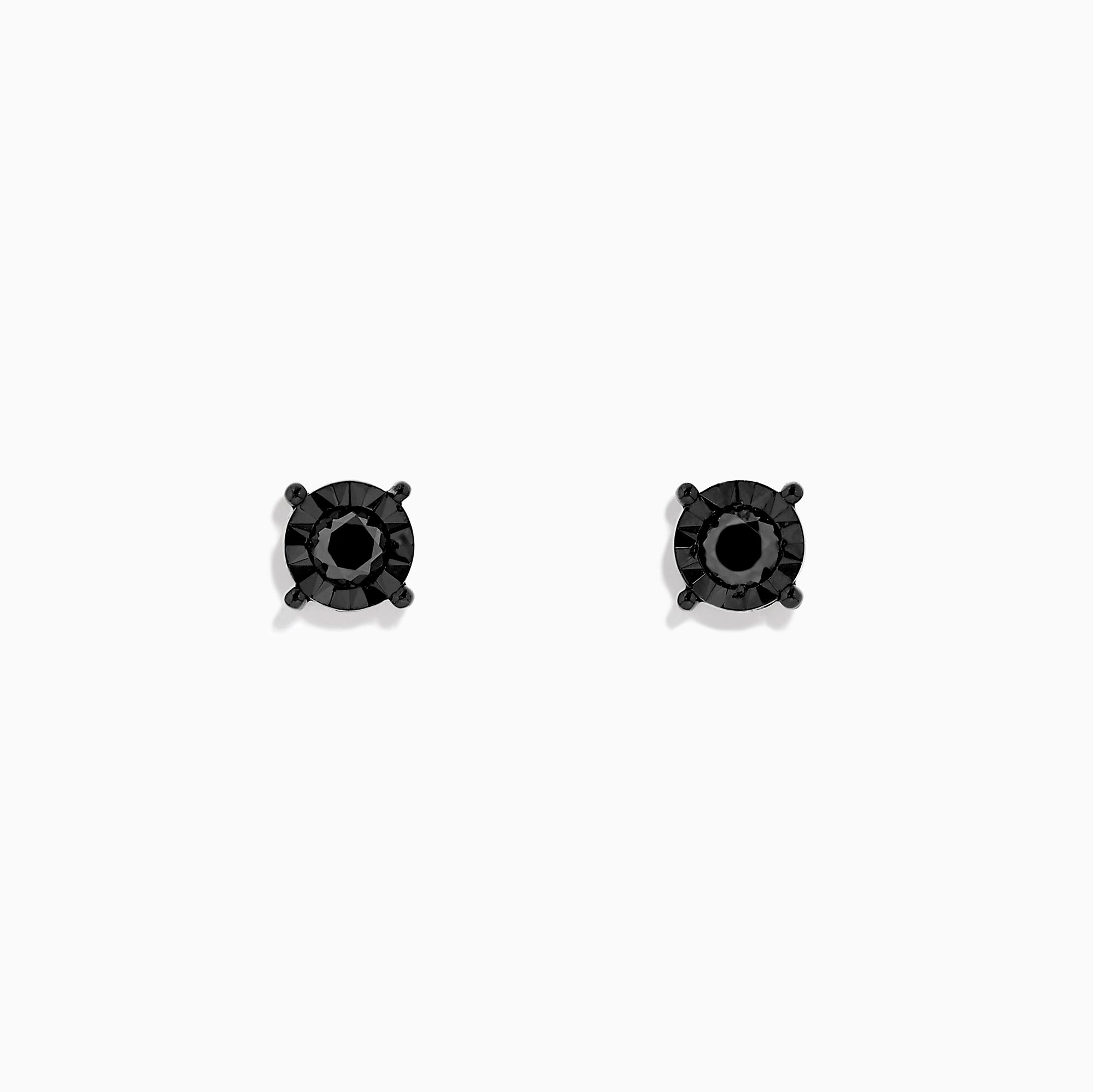 The 14K White Gold Black Diamond Stud Earrings, 0.49 TCW, feature round stones in four-prong settings and are shown against a plain white background.