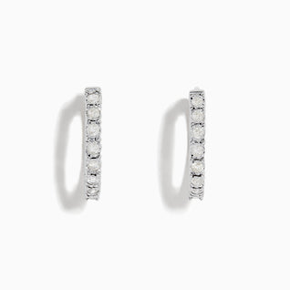 Effy 925 Sterling Silver Diamond Hoop Earrings