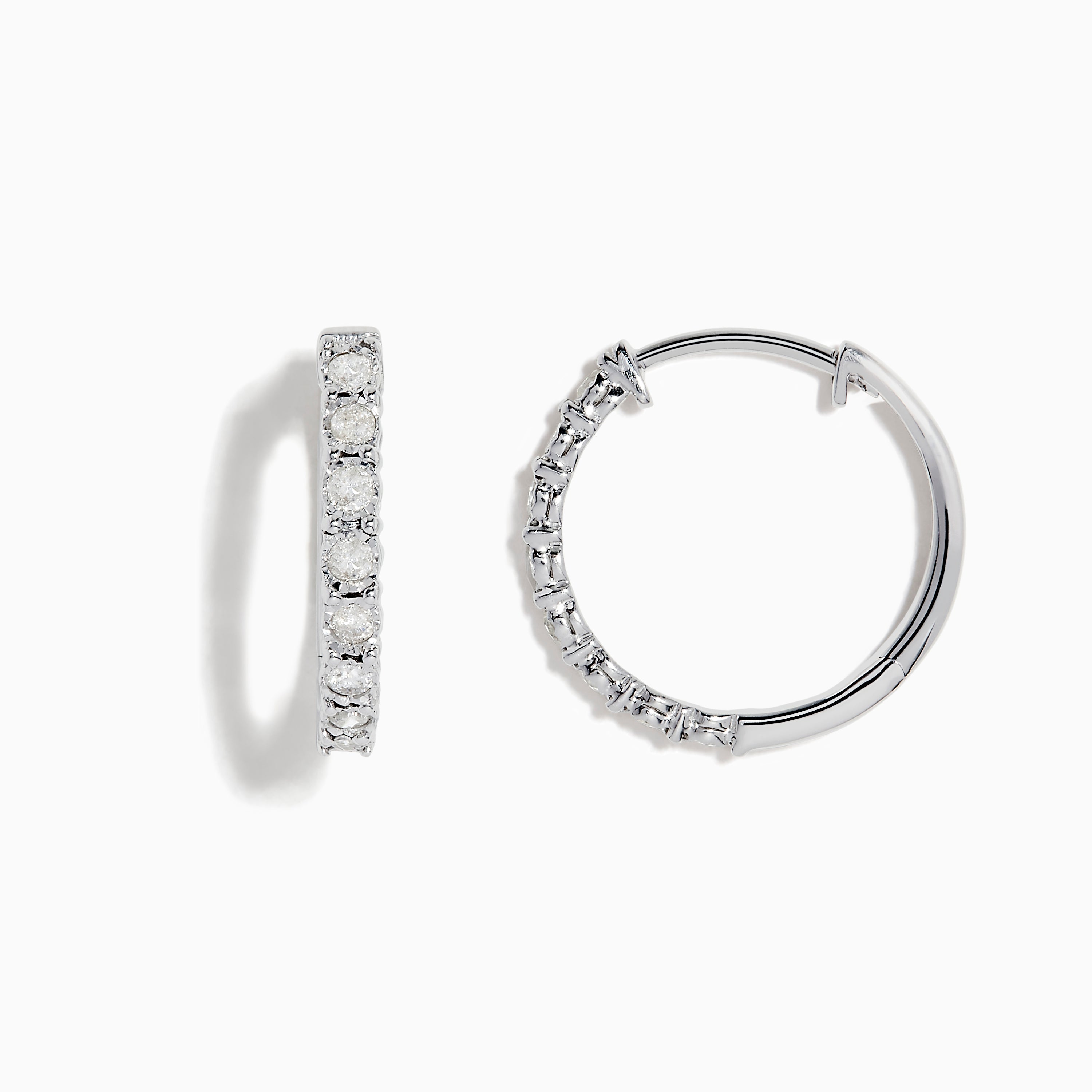 Small sterling silver diamond hoop earrings Clearance
