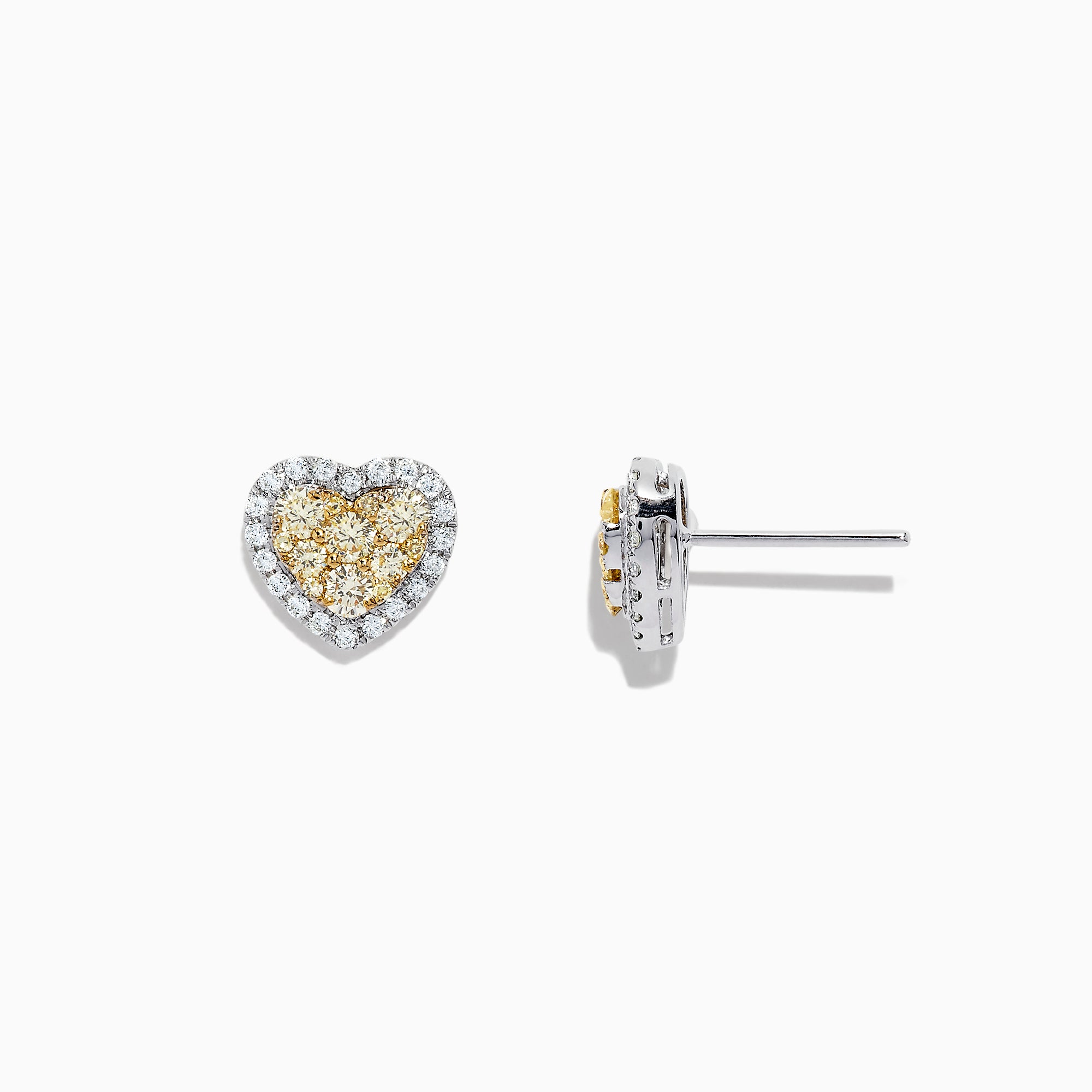 Effy Canare 14K Two Tone Gold Yellow and White Diamond Heart Earrings ...