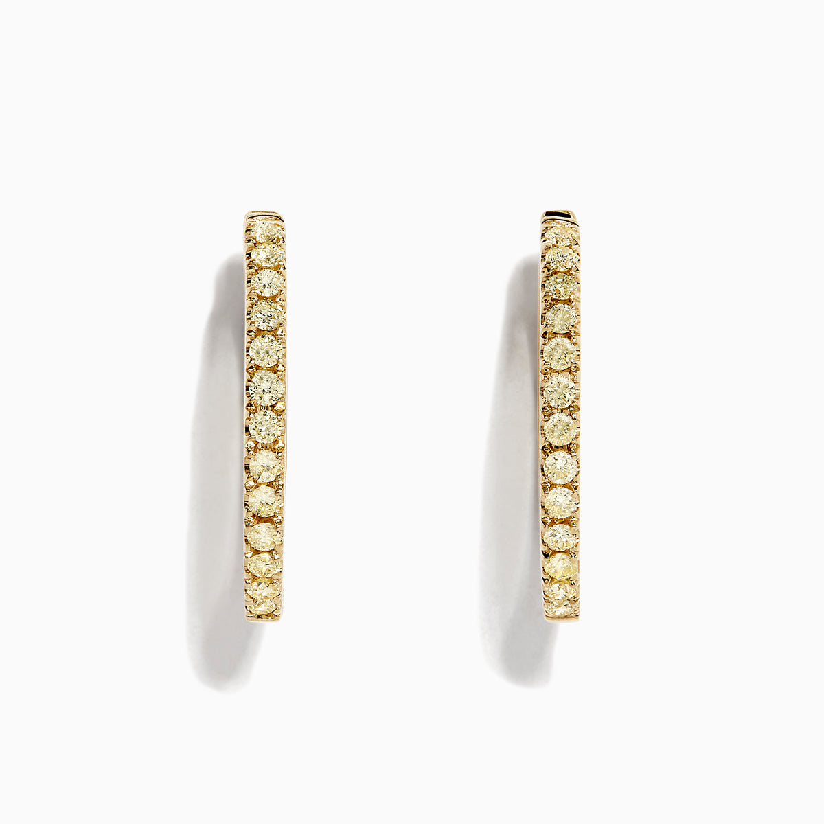 The Canare 14K Yellow Gold Yellow Diamond 7/8 Hoop Earrings, 0.57 TCW, are shown vertically against a white background with soft shadows.