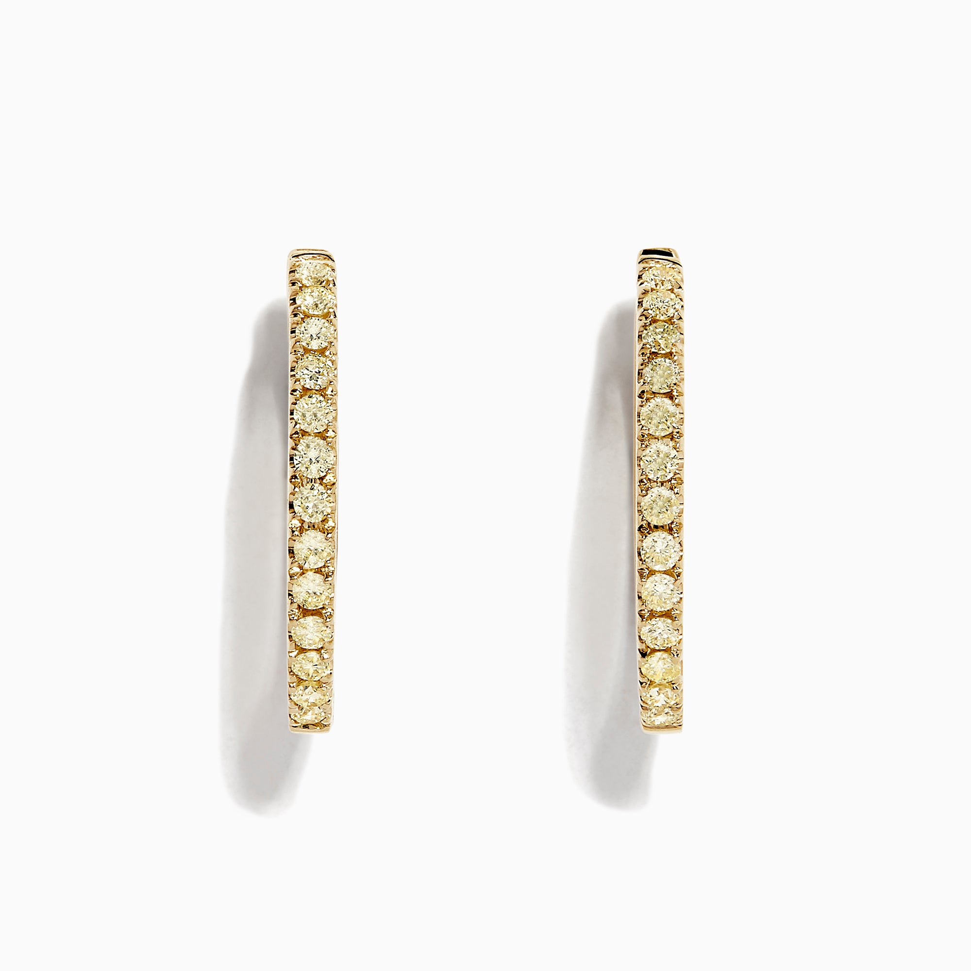 The Canare 14K Yellow Gold Yellow Diamond 7/8 Hoop Earrings, 0.57 TCW, are shown vertically against a white background with soft shadows.