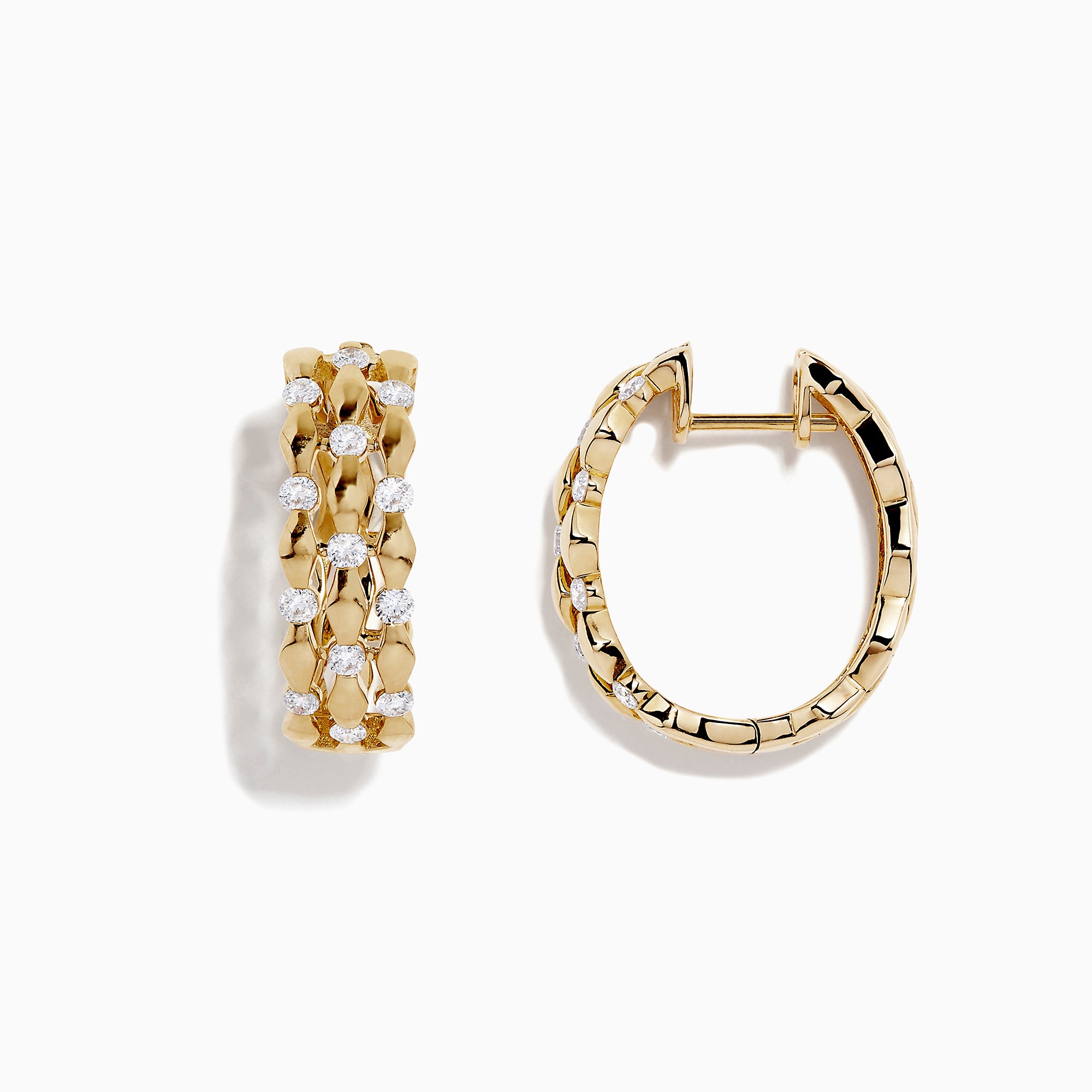 Effy D'Oro 14K Yellow Gold Diamond Huggie Hoop Earrings, 0.76 TCW
