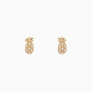 Novelty 14K Yellow Gold Diamond Pineapple Earrings, 0.27 TCW, displayed on a plain white background.