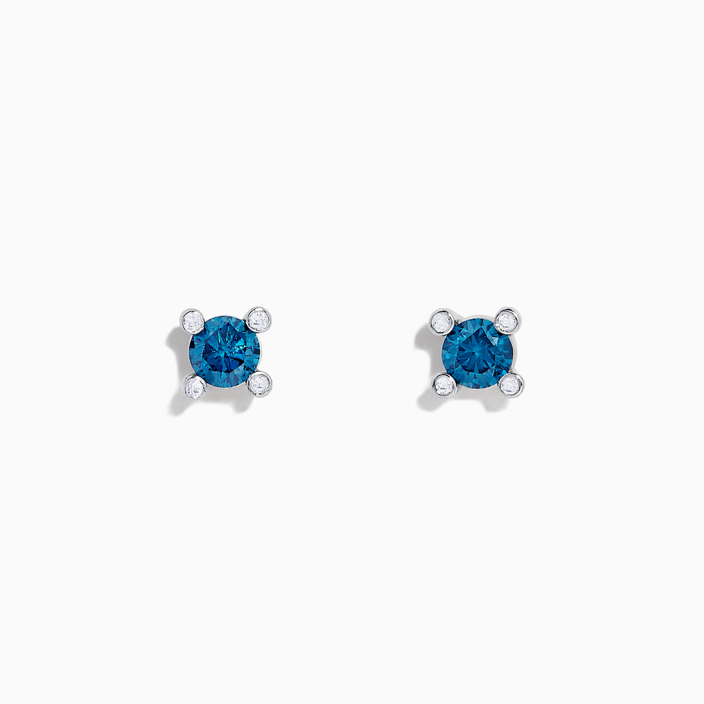 Effy Bella Bleu 14K White Gold Blue Diamond Stud Earrings, 0.53 TCW