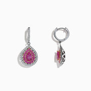 Experience elegance with these 14K two-tone gold drop earrings featuring pear-shaped pink sapphires and sparkling diamonds, totaling 2.73 carats. Perfectly crafted for a touch of luxurious sophistication.