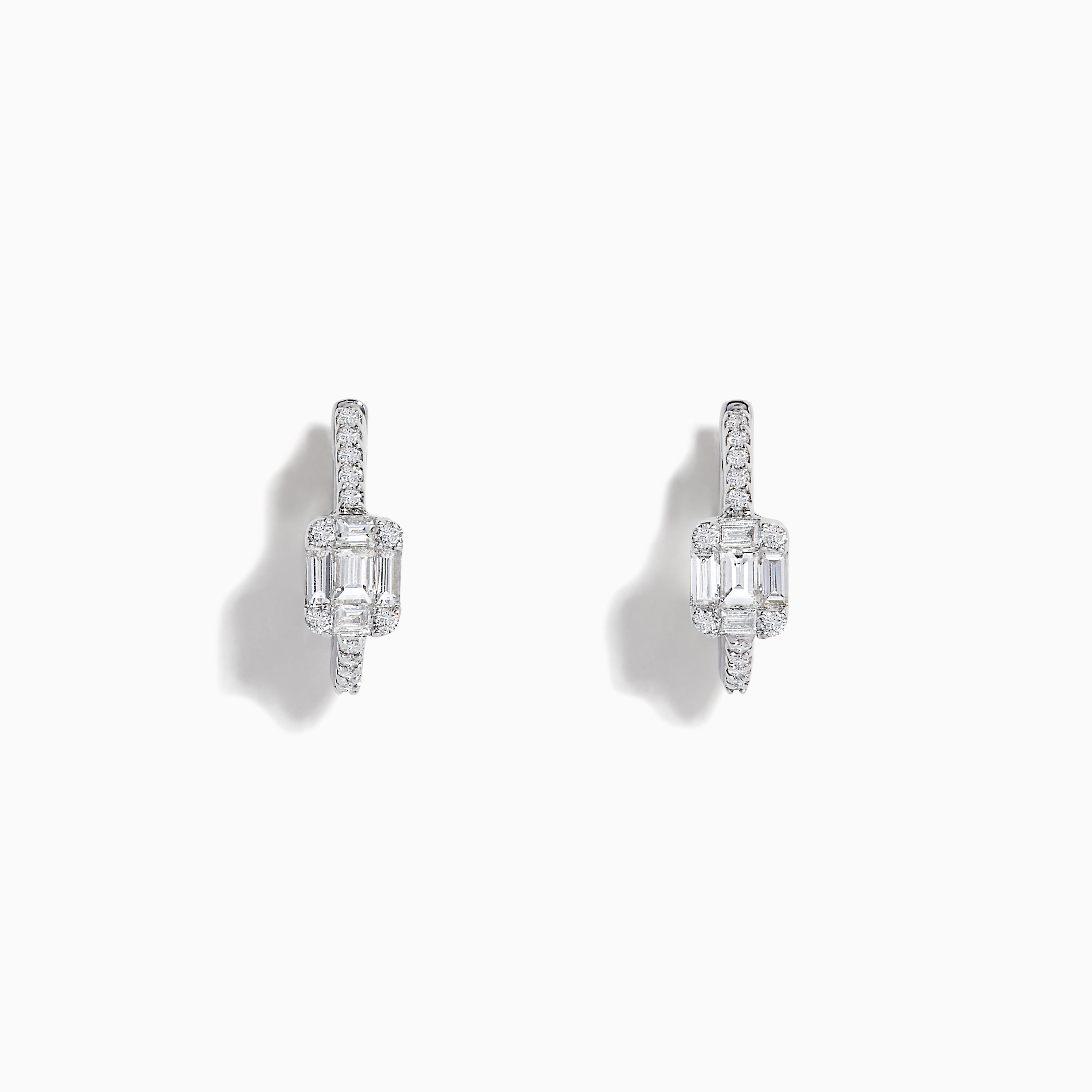 Effy Classique 14K White Gold Diamond Huggie Earrings, 0.49 TCW