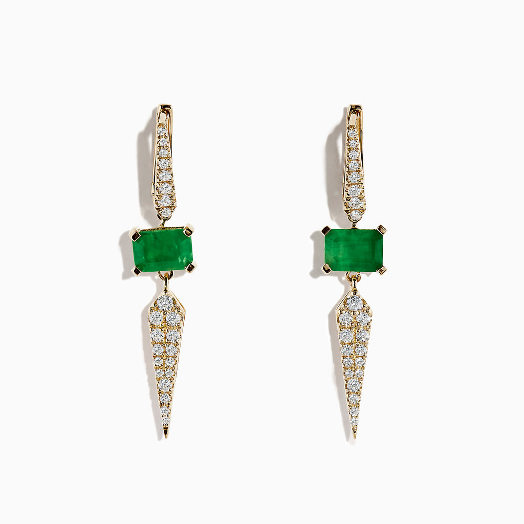 Effy Brasilica 14K Yellow Gold Emerald and Diamond Earrings, 2.43 TCW