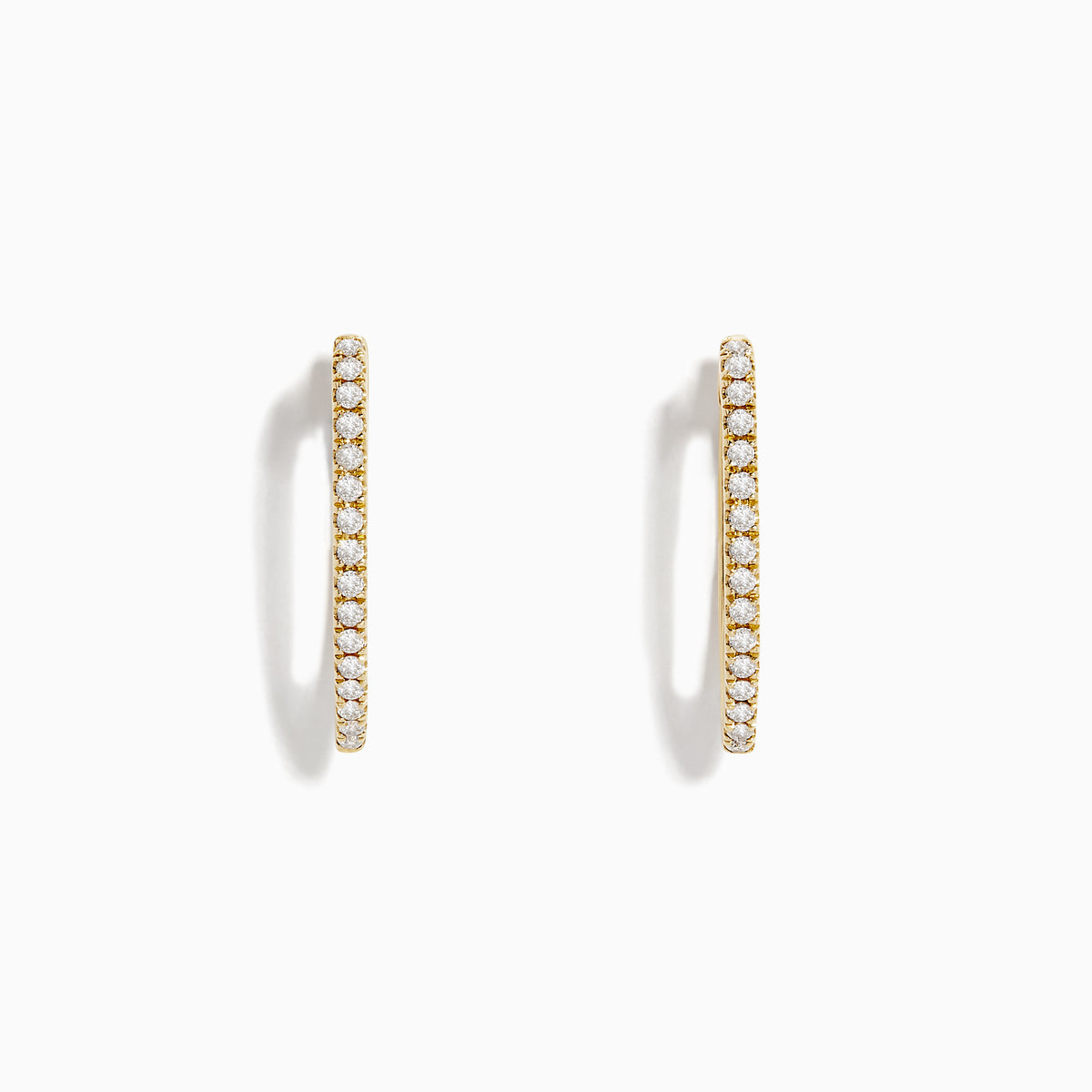 The DOro 14K Yellow Gold 3/4 Diamond Hoop Earrings feature small round diamonds totaling 0.31 TCW, shown on a plain white background.