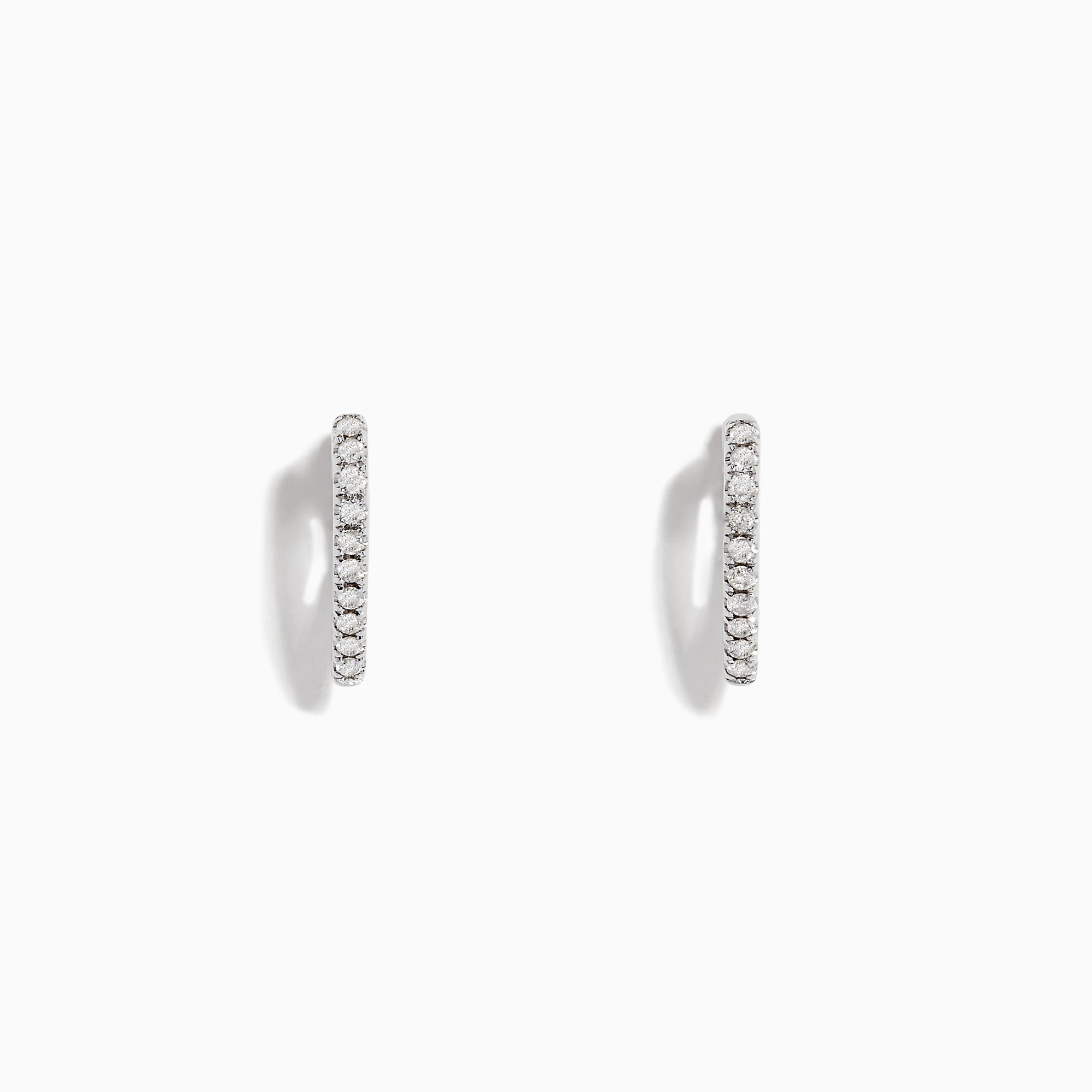 Pave Classica 14K White Gold Diamond Huggie Earrings, 0.22 TCW, are small, thin earrings encrusted with diamonds and shown on a white background with soft shadows.