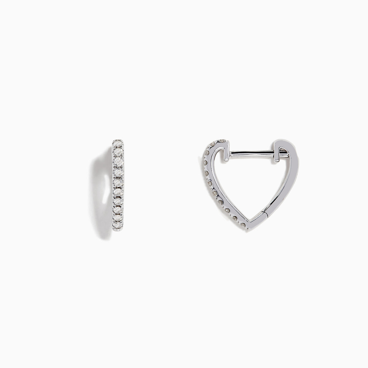Pave Classica 14K White Gold Diamond Huggie Earrings, 0.22 TCW, are small, thin earrings encrusted with diamonds and shown on a white background with soft shadows.