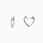 Pave Classica 14K White Gold Diamond Huggie Earrings, 0.22 TCW, are small, thin earrings encrusted with diamonds and shown on a white background with soft shadows.