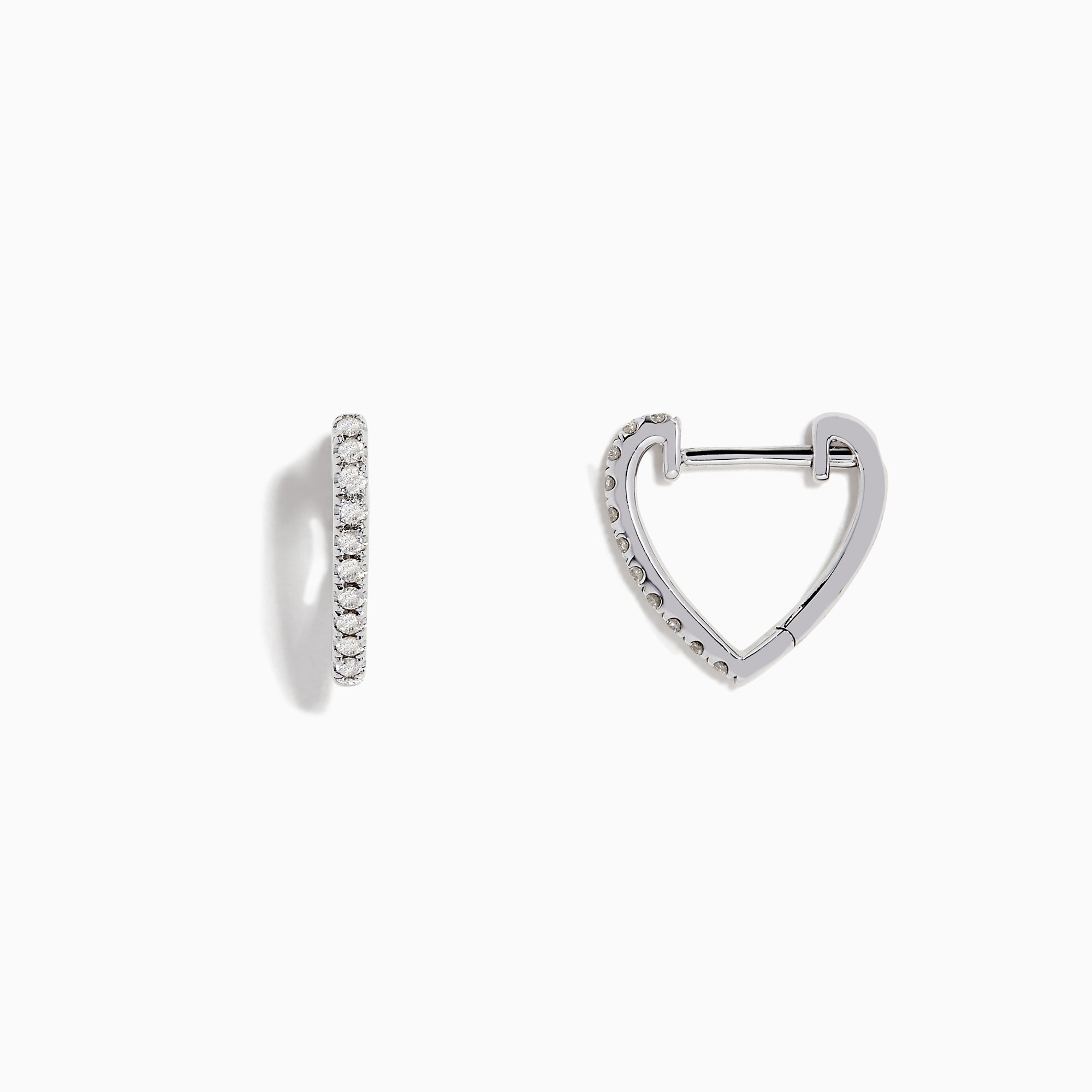Pave Classica 14K White Gold Diamond Huggie Earrings, 0.22 TCW, are small, thin earrings encrusted with diamonds and shown on a white background with soft shadows.