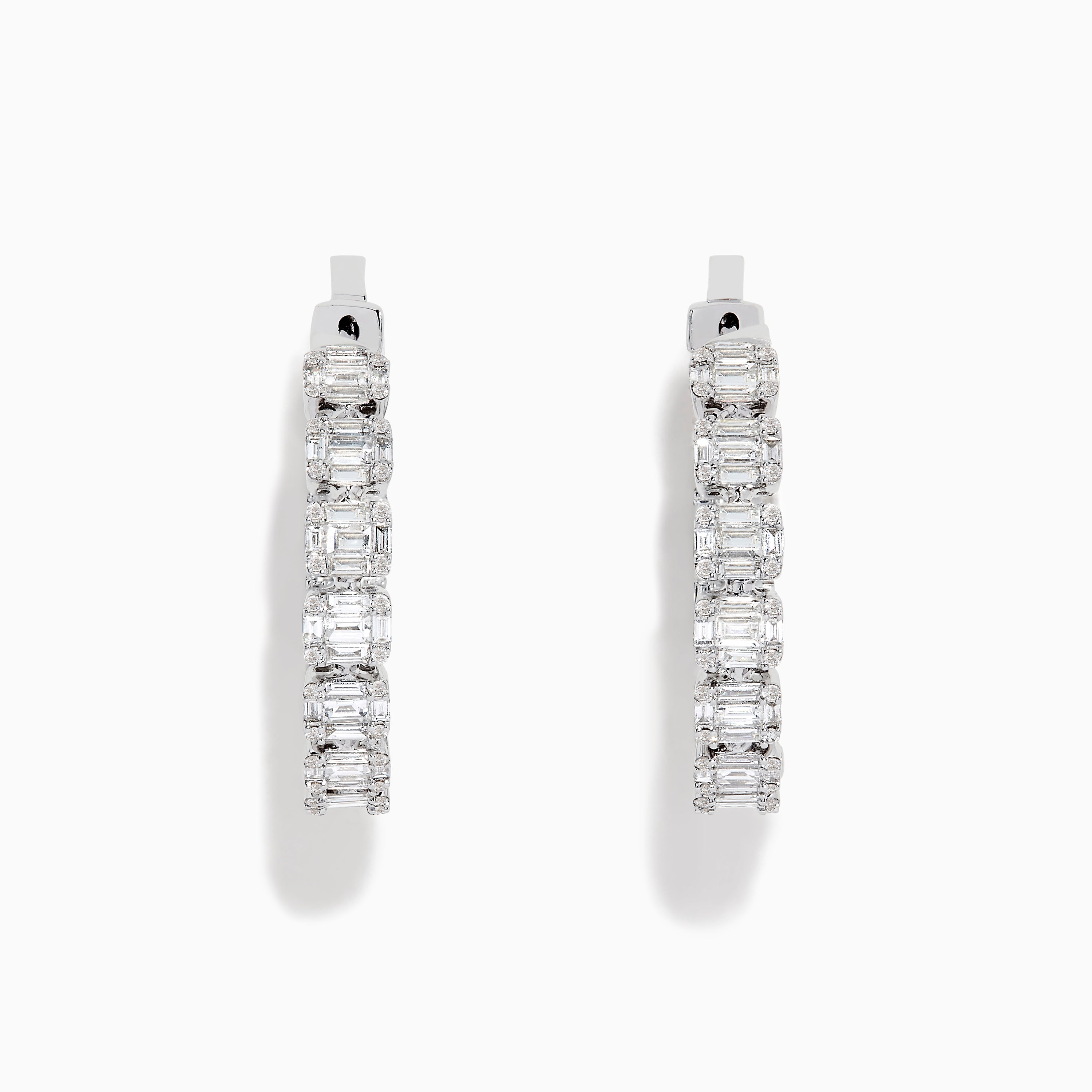 Effy Classique 14K White Gold 1" Diamond Hoop Earrings