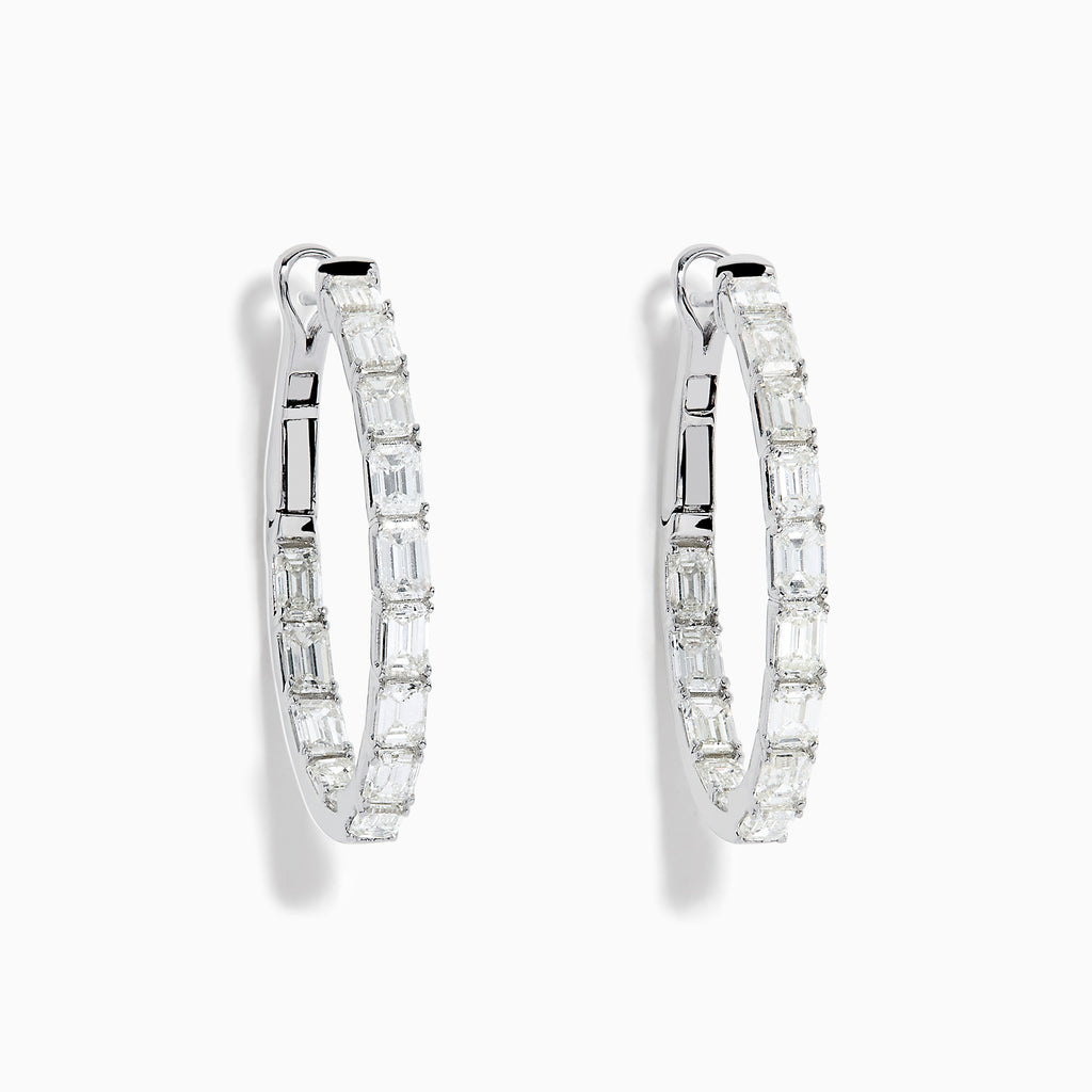 Effy Classique 14K White Gold Diamond Hoop Earrings