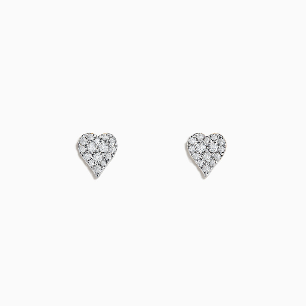 Effy Casino 14K Yellow Gold Diamond Heart Stud Earrings