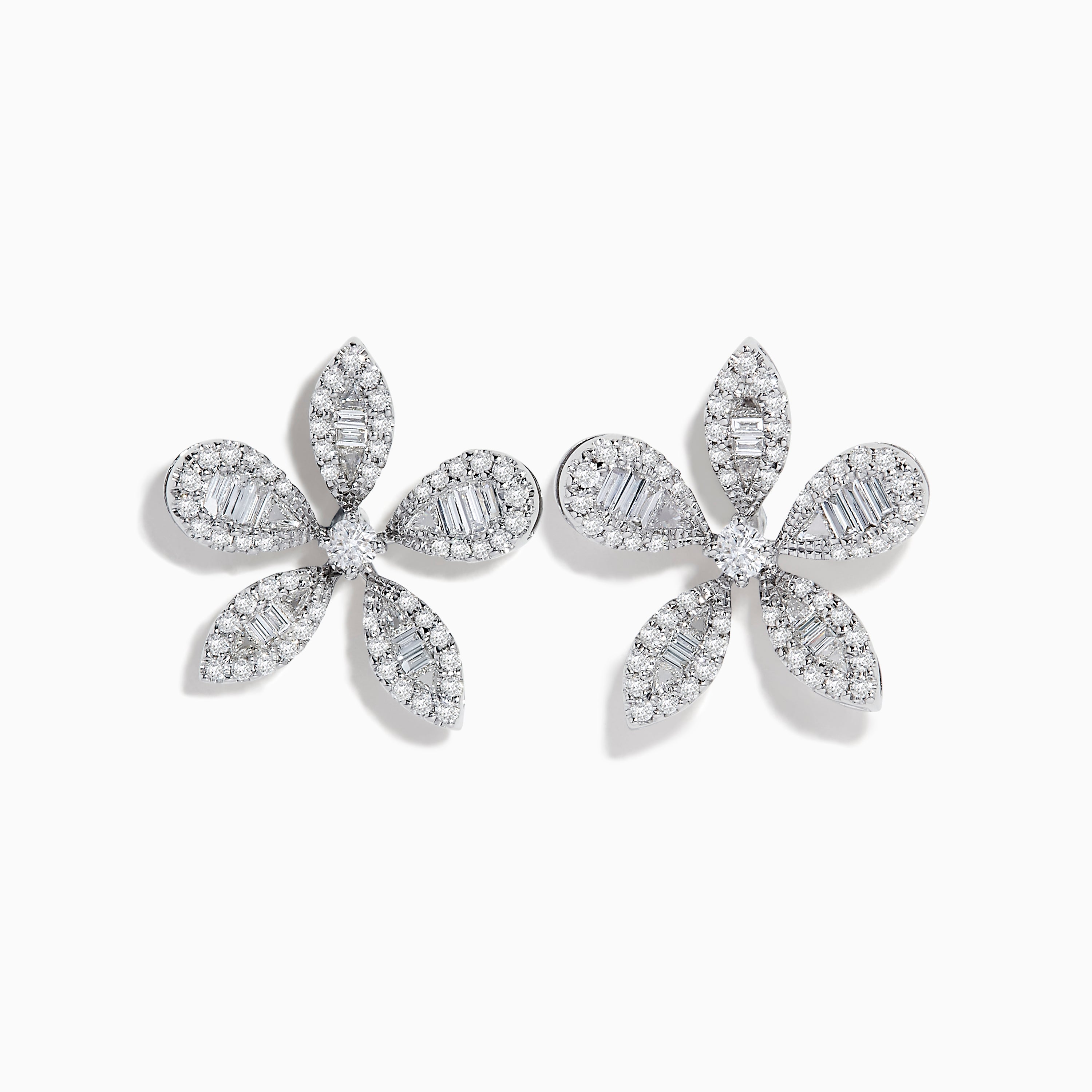 Effy Classique 14K White Gold Diamond Flower Earrings