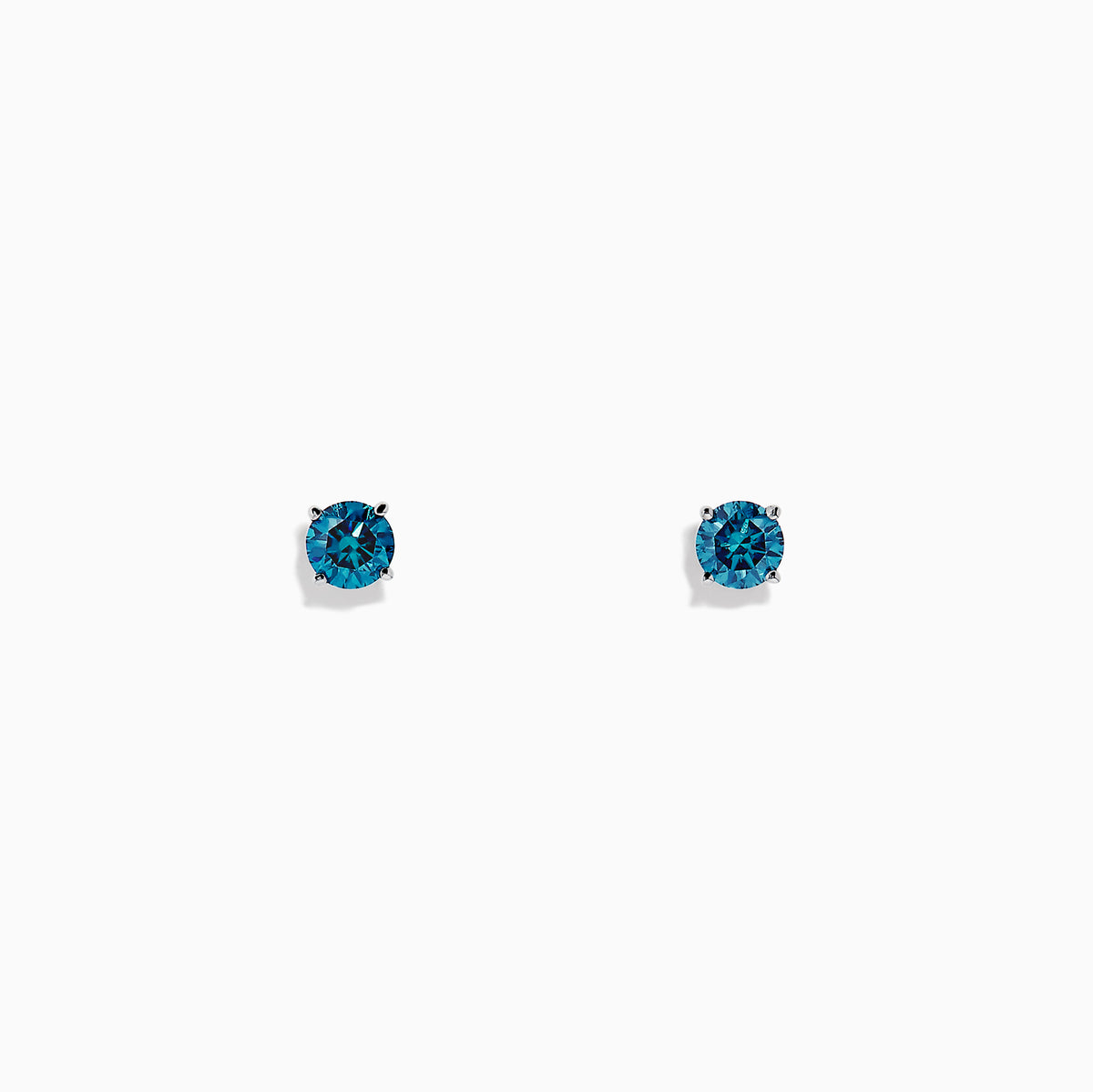 The Bella Bleu 14K White Gold Blue Diamond Stud Earrings, 0.49 TCW, are shown against a plain white background.