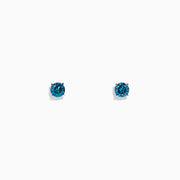 The Bella Bleu 14K White Gold Blue Diamond Stud Earrings, 0.49 TCW, are shown against a plain white background.