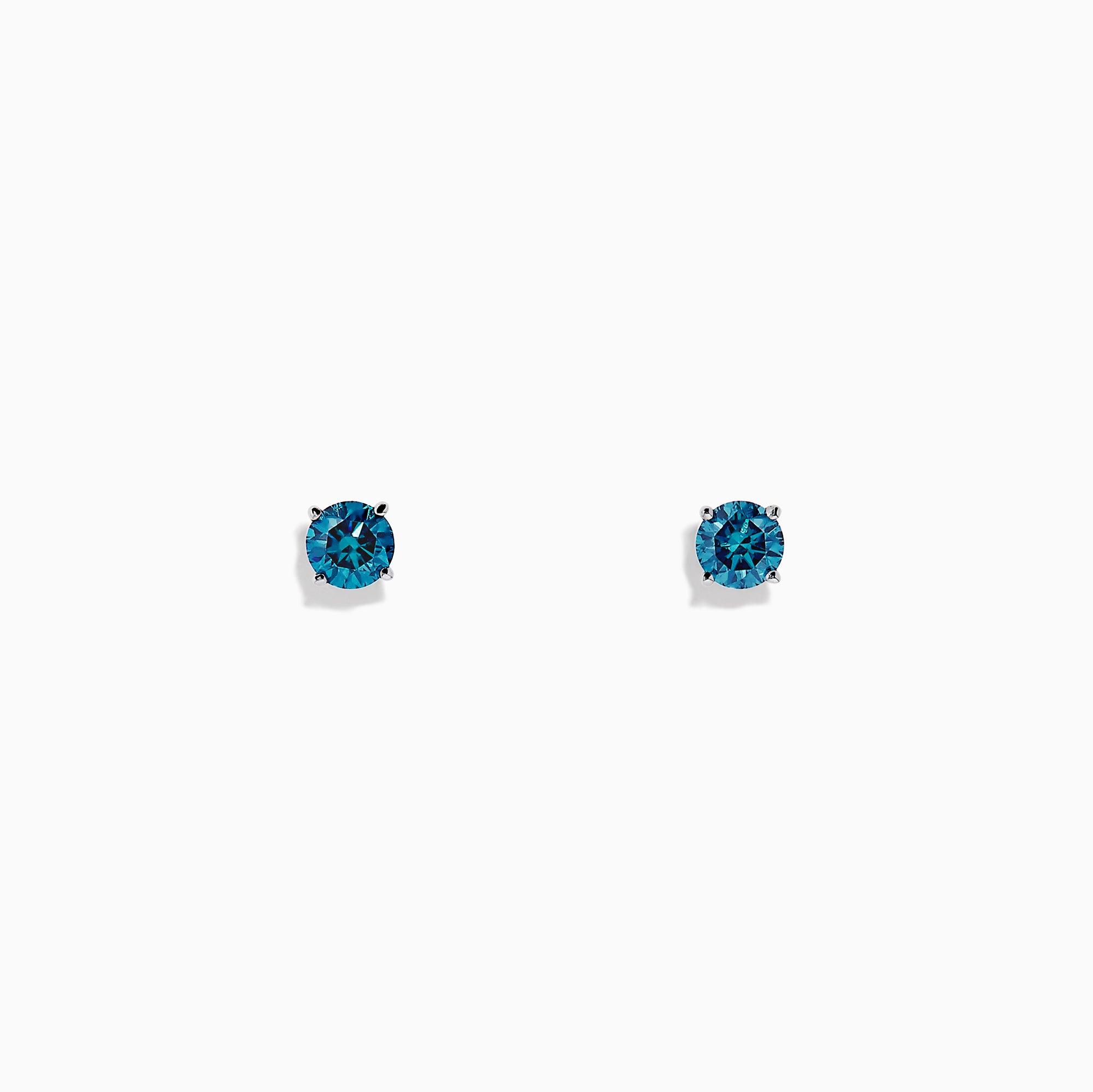The Bella Bleu 14K White Gold Blue Diamond Stud Earrings, 0.49 TCW, are shown against a plain white background.