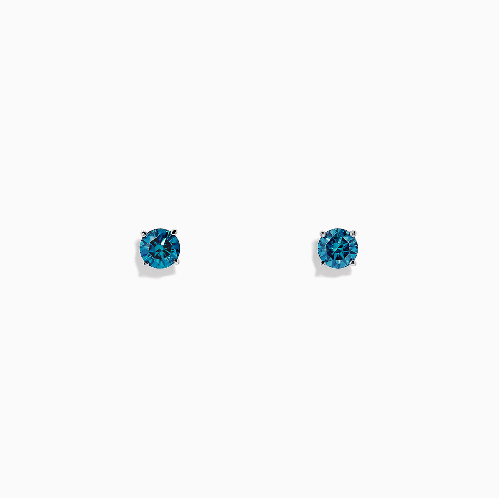 Effy Bella Bleu 14K White Gold Blue Diamond Stud Earrings, 0.49 TCW