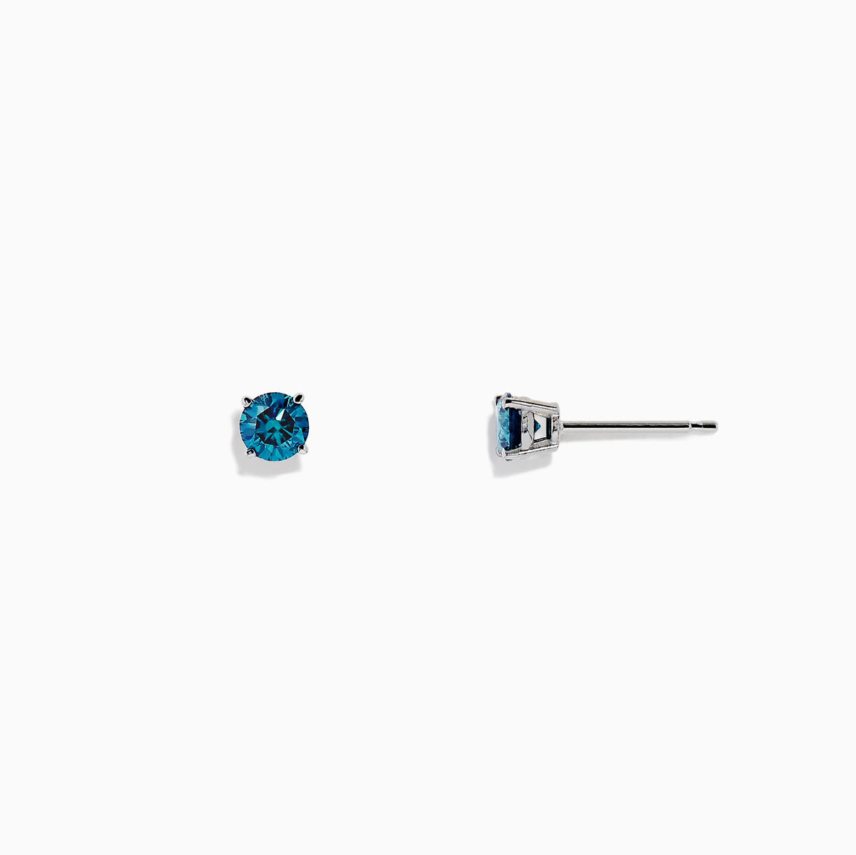 The Bella Bleu 14K White Gold Blue Diamond Stud Earrings, 0.49 TCW, are shown against a plain white background.