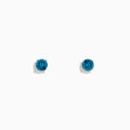 The Bella Bleu 14K White Gold Blue Diamond Stud Earrings feature round blue diamonds in classic prong settings, shown against a plain white background.