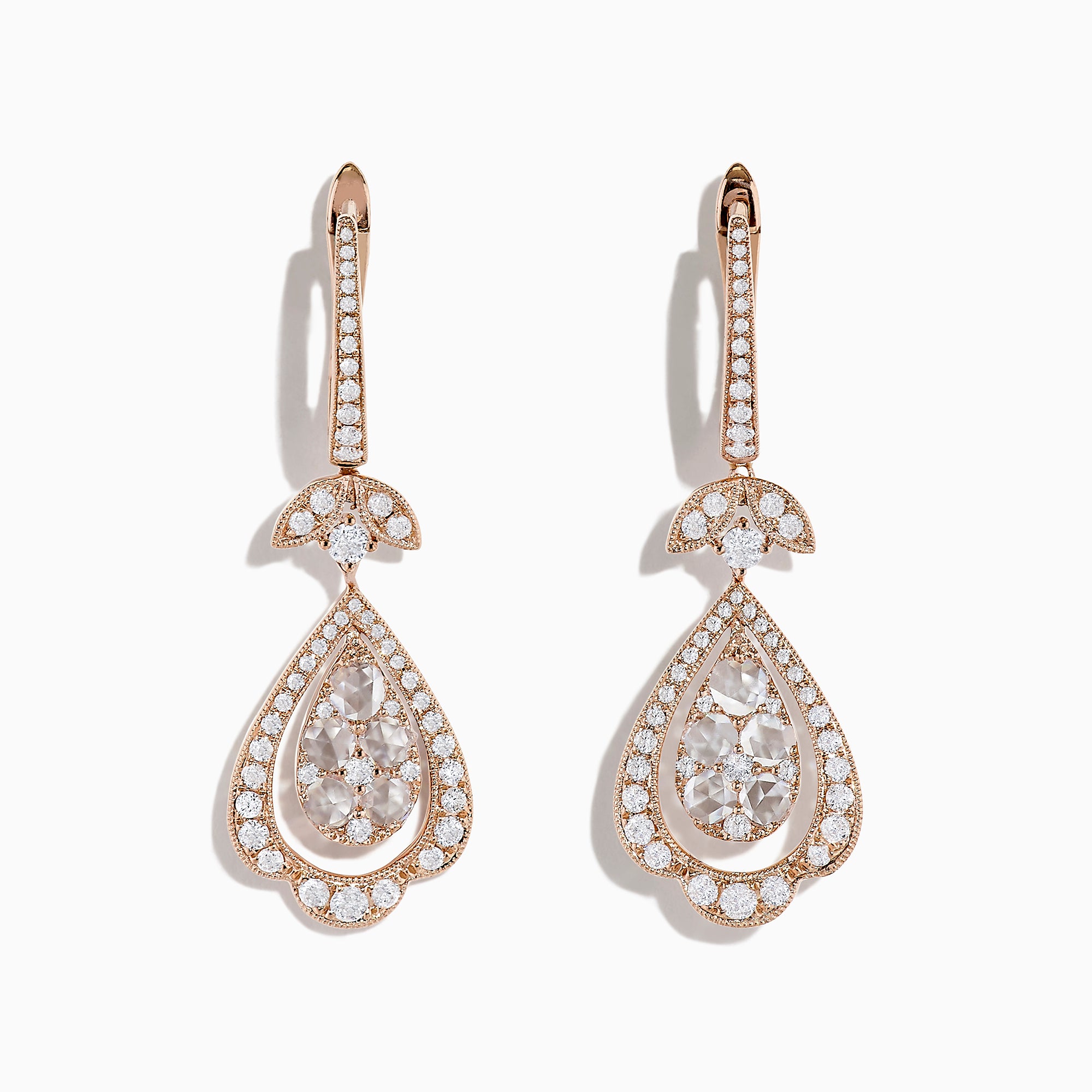 Effy 14K Rose Gold Diamond Drop Earrings, 1.08 TCW