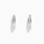 A pair of 14K White Gold 7/8 Diamond Hoop Earrings 0.49 TCW, featuring sparkling diamonds in hoop settings, displayed against a plain white background.