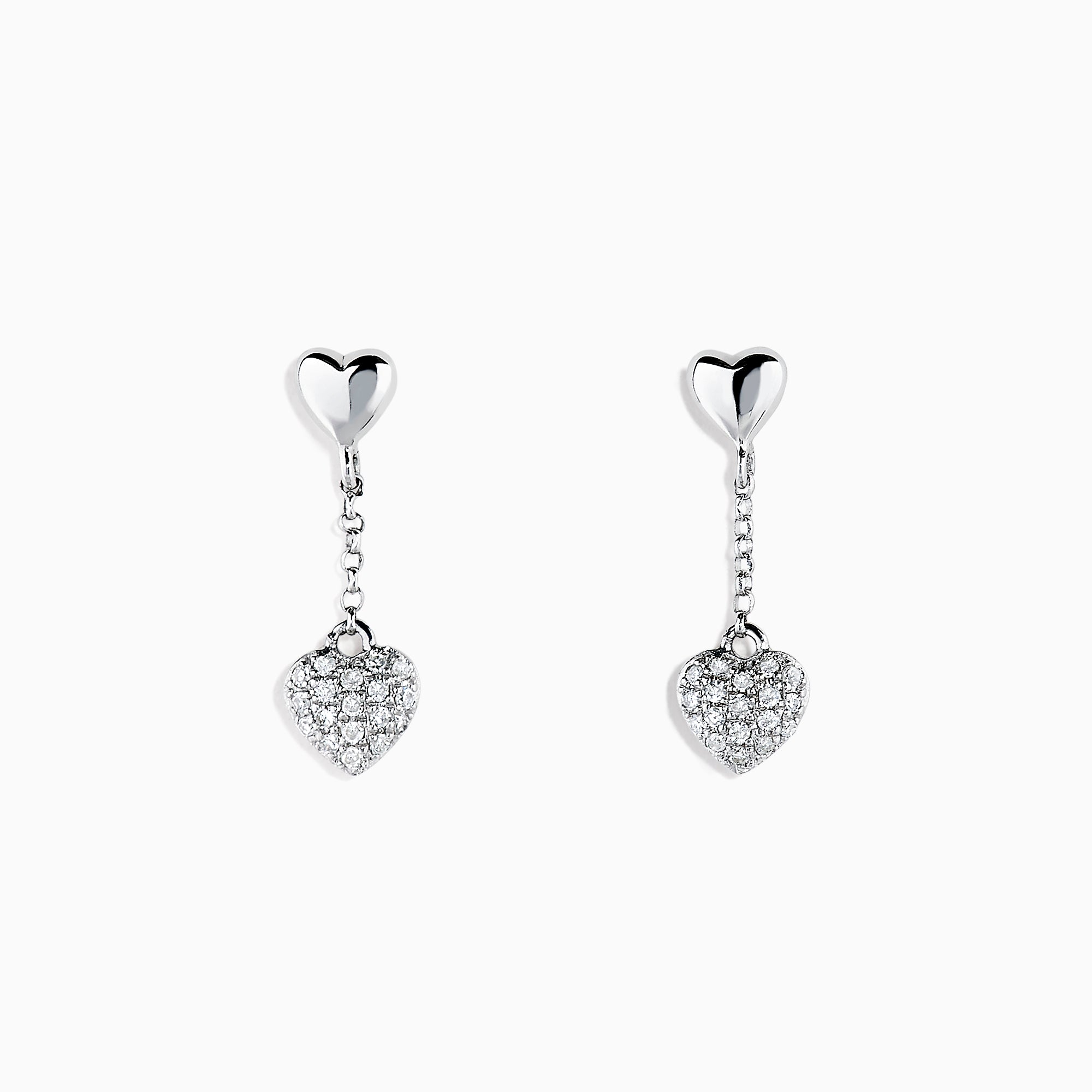 Effy Kidz 14K White Gold Diamond Pave Heart Drop Earrings, 0.10 TCW