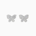Nature 14K White Gold Diamond Butterfly Earrings, featuring butterfly-shaped studs in white gold with sparkling diamonds, displayed against a plain white background.