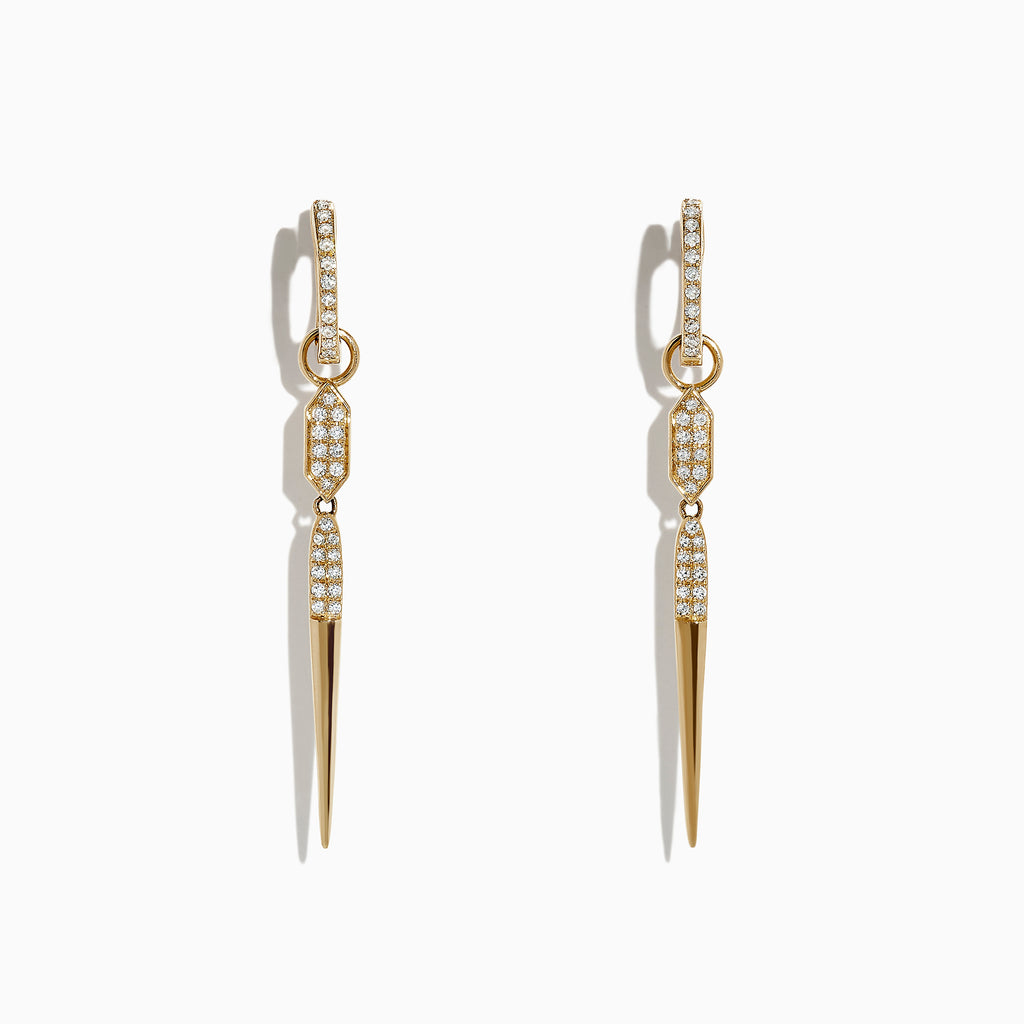 Effy D'Oro 14K Yellow Gold Diamond Vertical Earrings, 0.29 TCW ...
