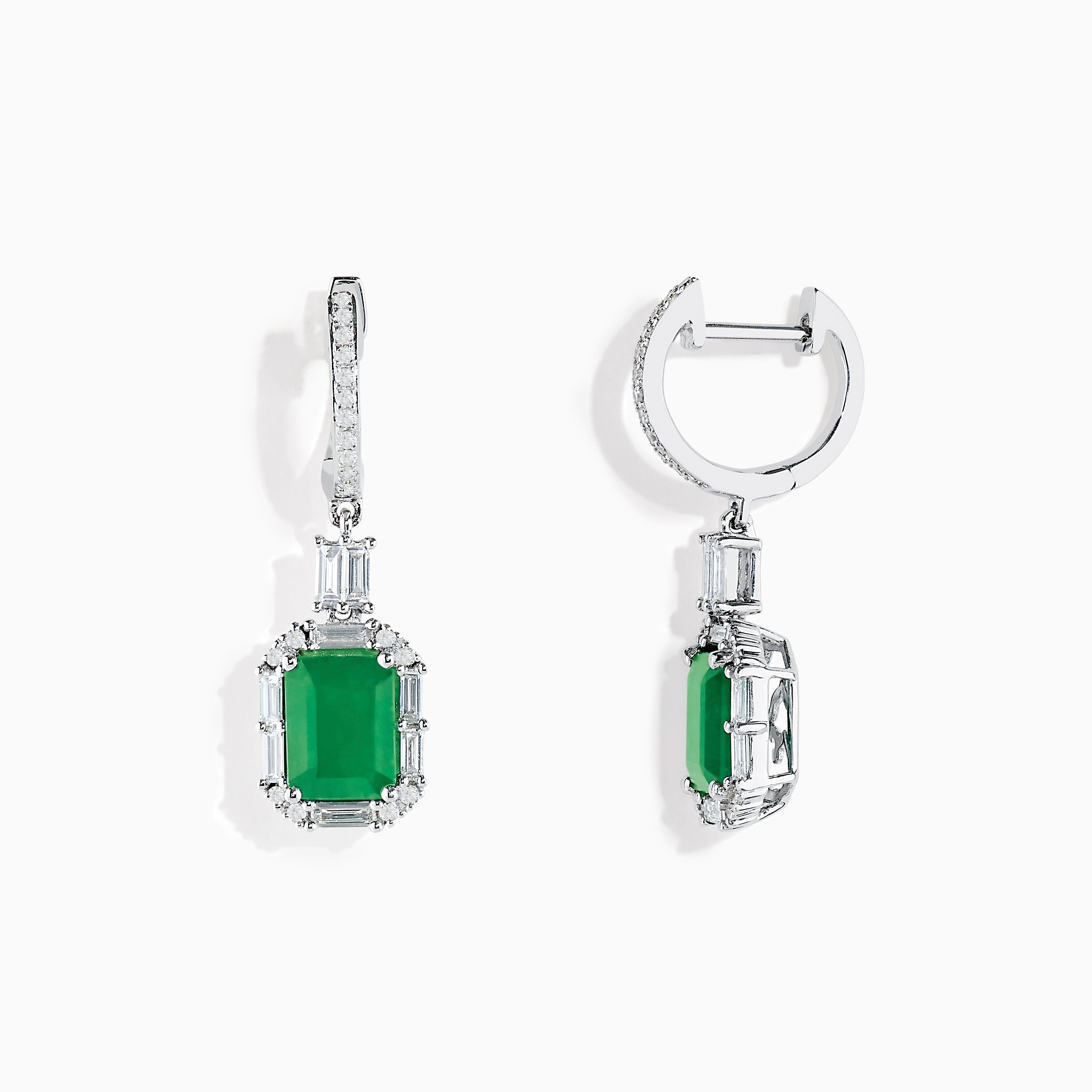 Effy Brasillica 14K White Gold Emerald and Diamond Earrings