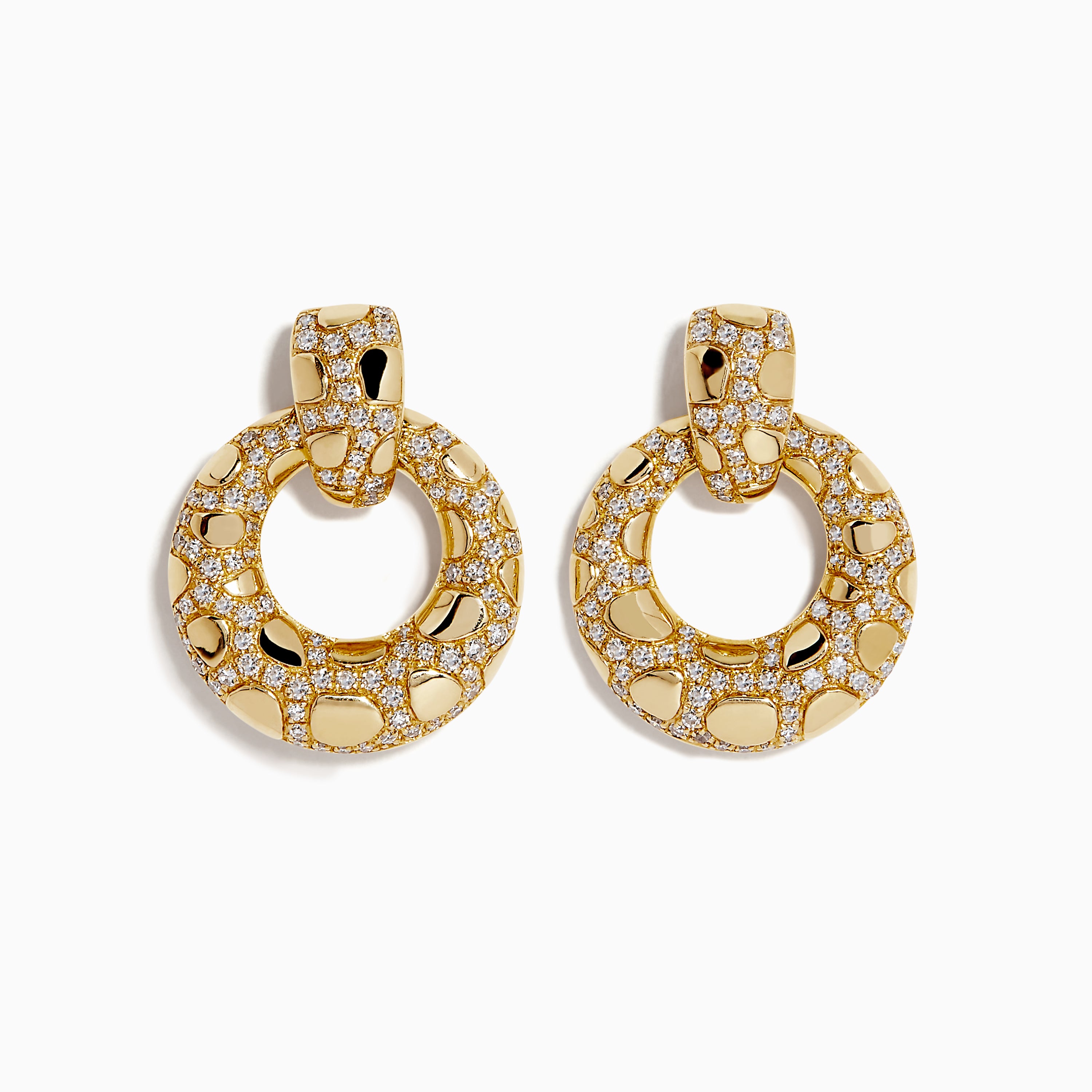 Effy D'Oro 14K Yellow Gold Diamond Pave Pebble Earrings, 0.73 TCW