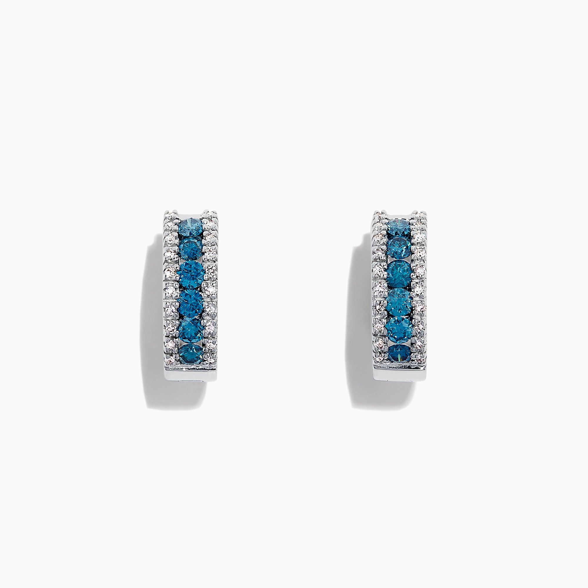 Effy Bella Bleu 14K White Gold Blue & White Diamond Hoop Earrings, 0.92 TCW